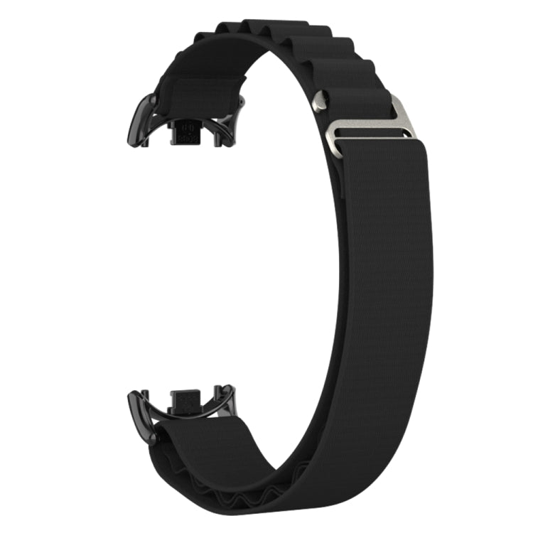 For Xiaomi Mi Band 8 Metal Plug Loop Nylon Watch Band(Black+Black)