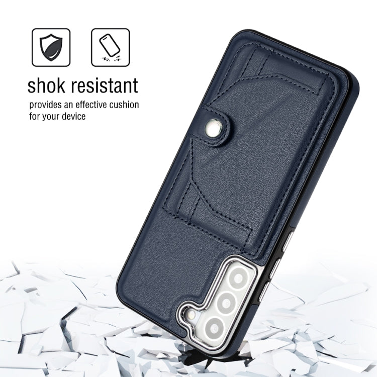 For Samsung Galaxy S23+ Shockproof Leather Phone Case with Card Holder(Blue)