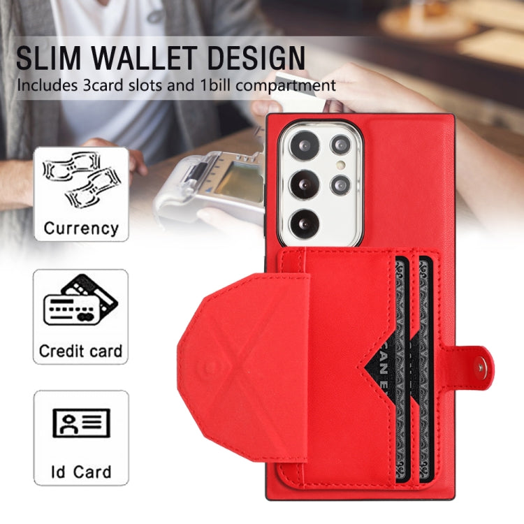 For Samsung Galaxy S22 Ultra 5G Shockproof Leather Phone Case with Card Holder(Red)