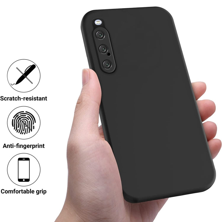 For Sony Xperia 10 V Pure Color Liquid Silicone Shockproof Phone Case(Black)