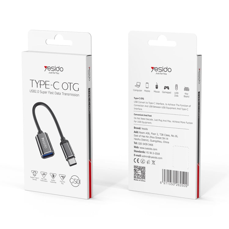 Yesido GS01 Type-C to USB 2.0 OTG Data Converter Cable(Black) - OTG Adapter by Yesido | Online Shopping South Africa | PMC TechLife | Buy Now Pay Later Mobicred