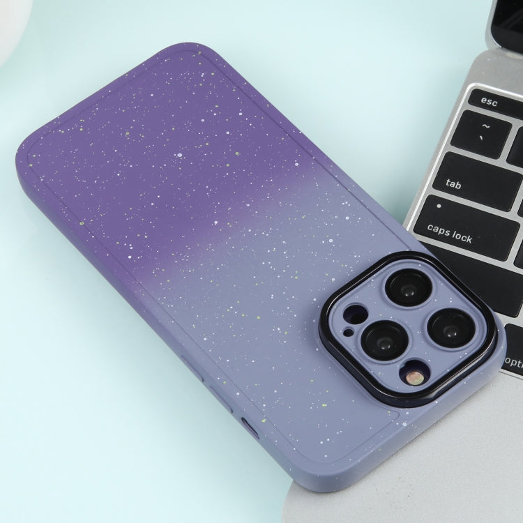 For iPhone 14 Pro Max Gradient Starry Silicone Phone Case with Lens Film(Grey Purple) - free shipping - PMC TechLife - Order now!