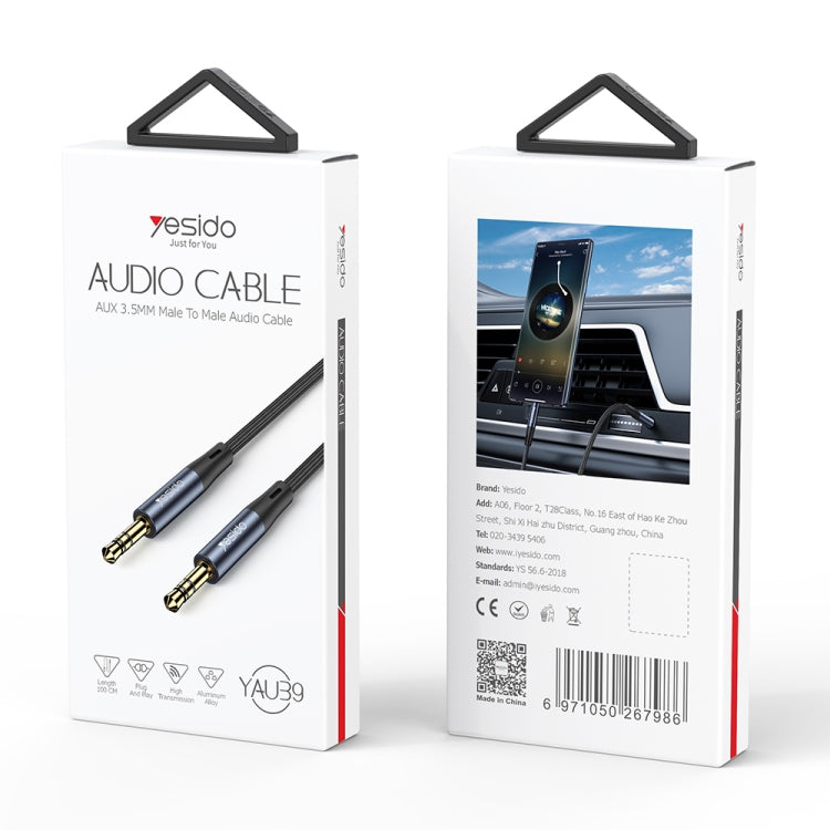 Yesido YAU39 3.5mm Male to 3.5mm Male AUX Audio Adapter Cable(Black) - Video & Audio Cable by Yesido | Online Shopping South Africa | PMC TechLife | Buy Now Pay Later Mobicred