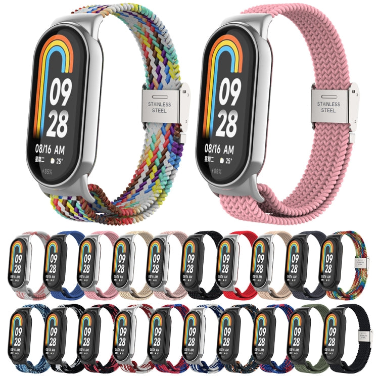 For Xiaomi Mi Band 8 Metal Head + Adjustable Nylon Braided Steel Buckle Watch Band(Dark Green) - Watch Bands by PMC TechLife | Online Shopping South Africa | PMC TechLife
