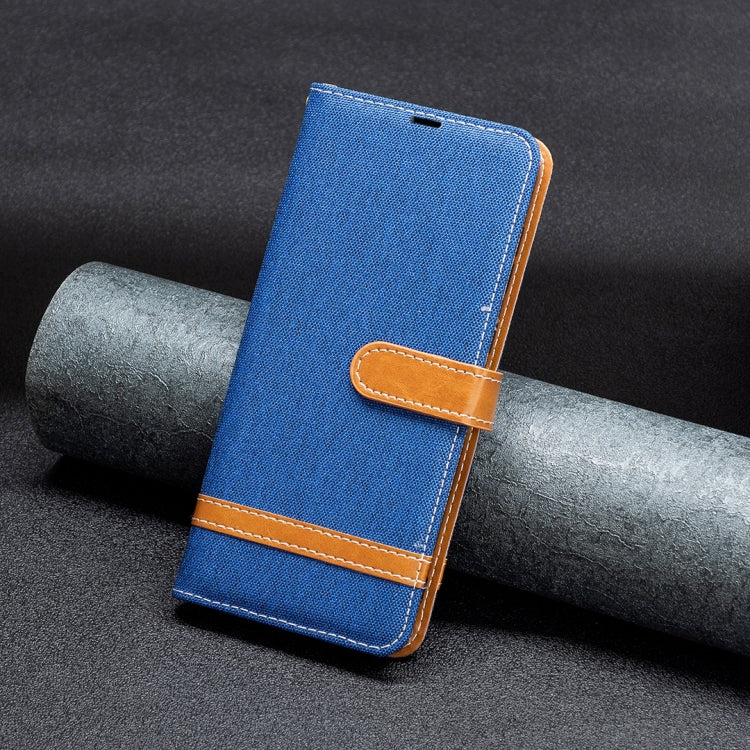 For Xiaomi Redmi 12 4G Color Block Denim Texture Leather Phone Case(Royal Blue)