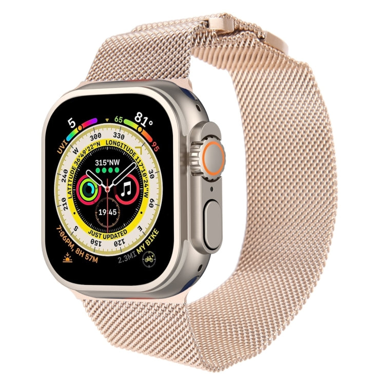 For Apple Watch 9 45mm Milanese Metal Magnetic Watch Band(Retro Gold)