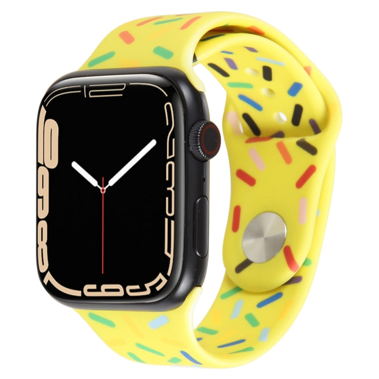 Rainbow Raindrops Silicone Watch Band For Apple Watch 38mm(Yellow)