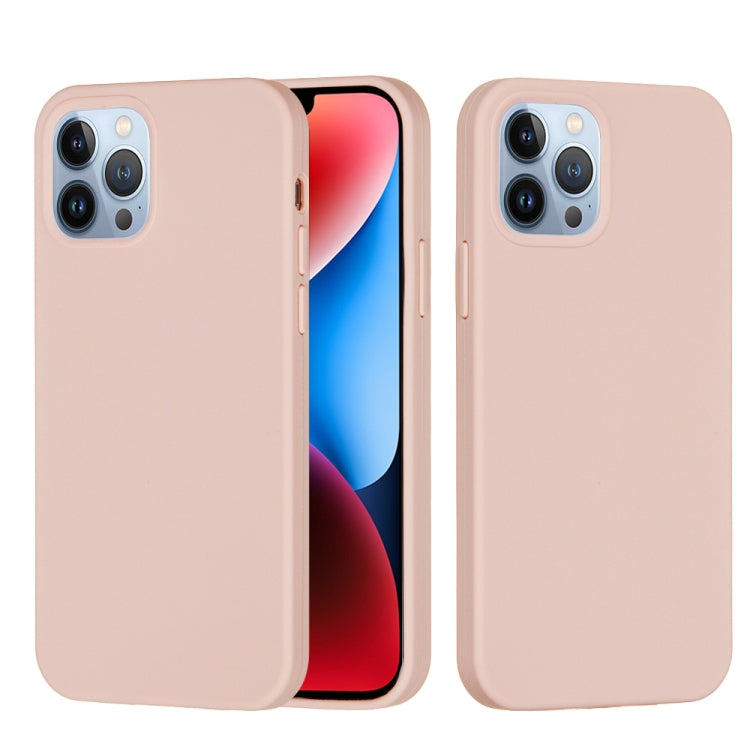 For iPhone 15 Pro Max Solid Color Silicone Phone Case(Sand Pink)