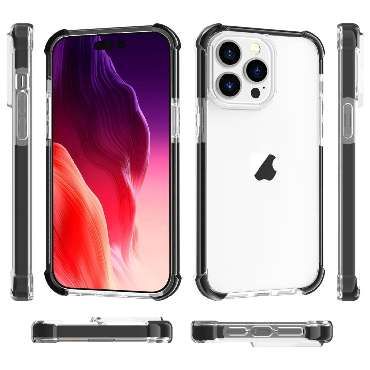 For iPhone 15 Pro Max Four-corner Shockproof TPU + Acrylic Phone Case(Black + Transparent)