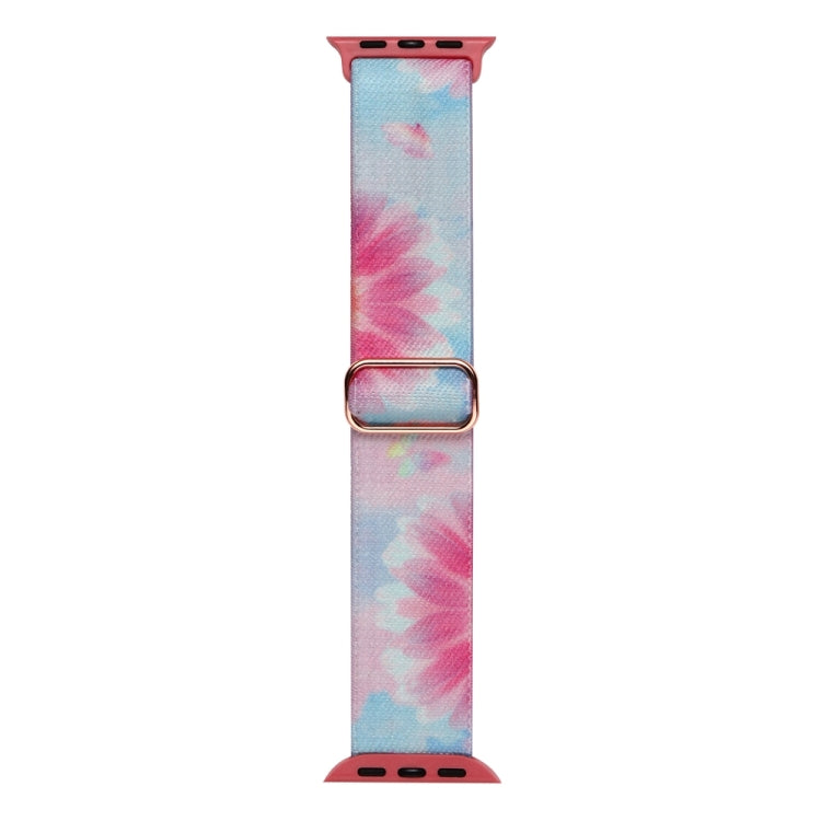 For Apple Watch SE 2022 40mm Painted Pattern Nylon Replacement Watch Band(Flower Butterfly)
