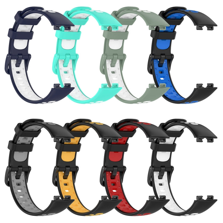 For Huawei Band 8 Two Color Silicone Replacement Watch Band(Black Blue)