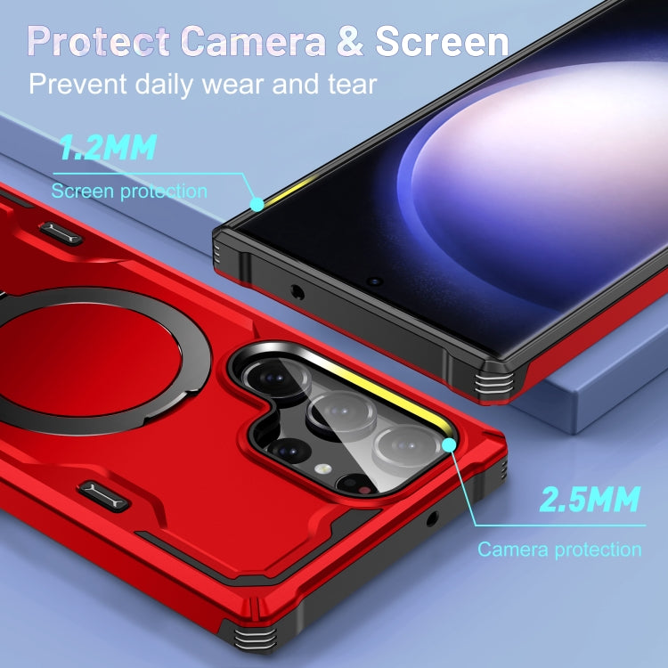 For Samsung Galaxy S23 5G Patronus MagSafe Magnetic Holder Phone Case(Red)