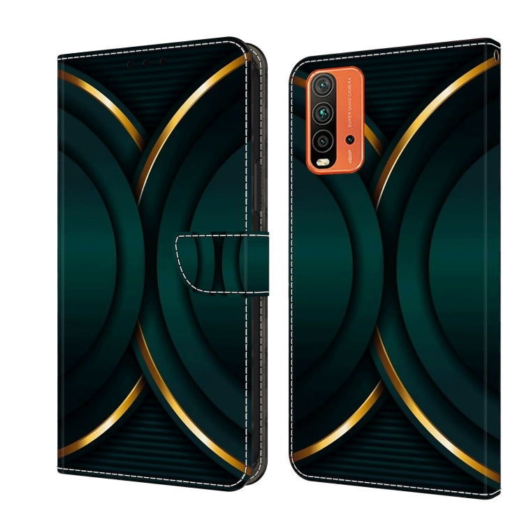 For Xiaomi Redmi 9T Crystal 3D Shockproof Protective Leather Phone Case(Gold Outline)