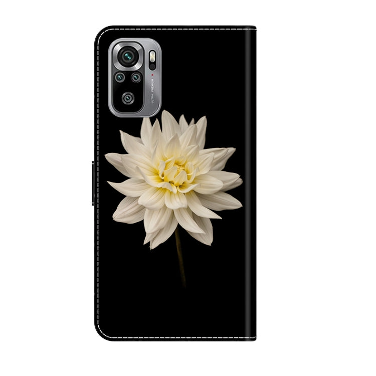For Xiaomi Redmi Note 10 4G Crystal 3D Shockproof Protective Leather Phone Case(White Flower)