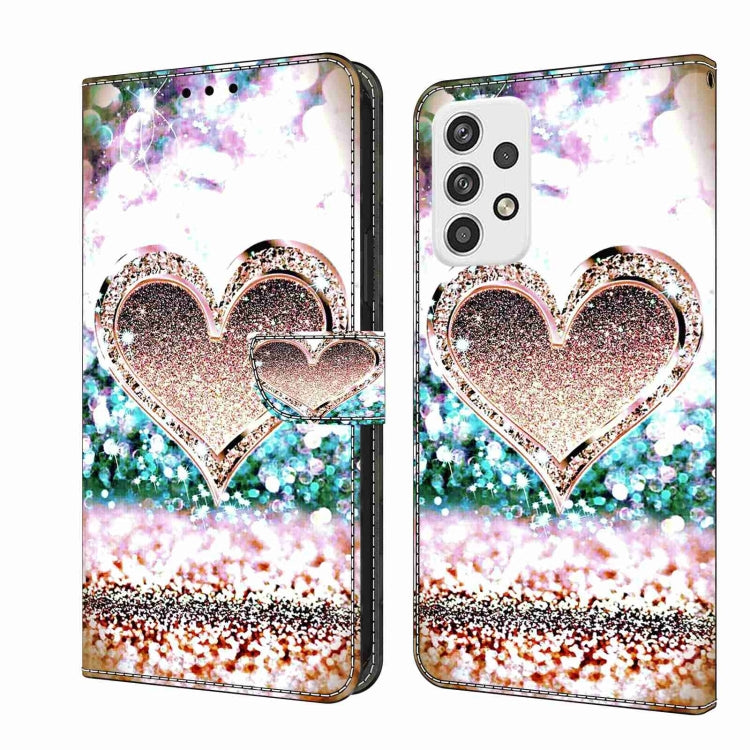 For Samsung Galaxy A23 5G Crystal 3D Shockproof Protective Leather Phone Case(Pink Diamond Heart)