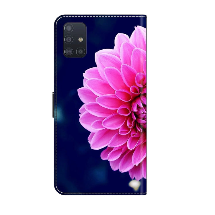 For Samsung Galaxy A71 4G Crystal 3D Shockproof Protective Leather Phone Case(Pink Petals)