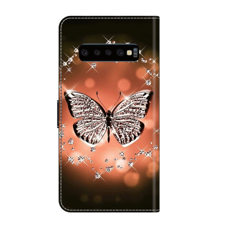 For Samsung Galaxy S10 Crystal 3D Shockproof Protective Leather Phone Case(Crystal Butterfly)