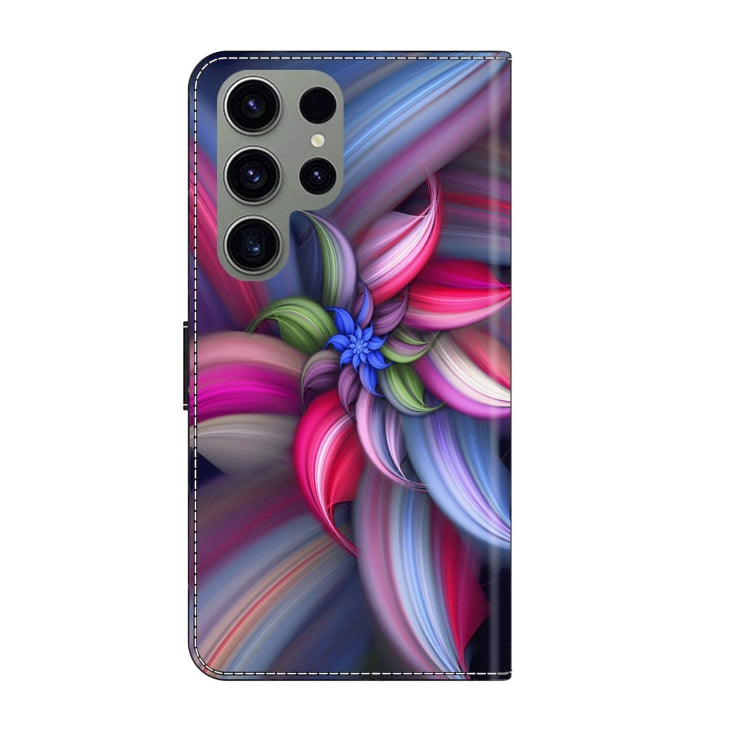 For Samsung Galaxy S23 Ultra Crystal 3D Shockproof Protective Leather Phone Case(Colorful Flower)