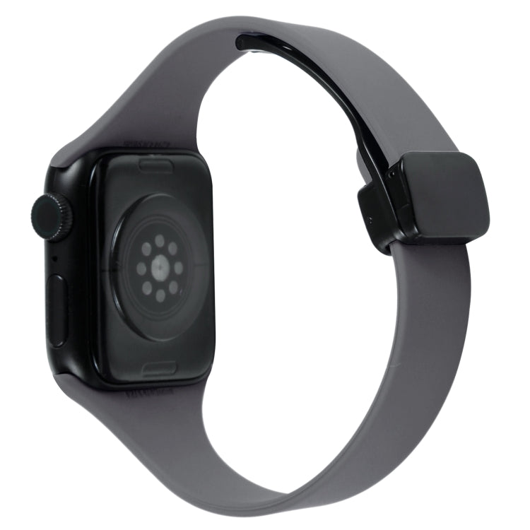 For Apple Watch Ultra 49mm Magnetic Buckle Slim Silicone Watch Band(Starry Grey)