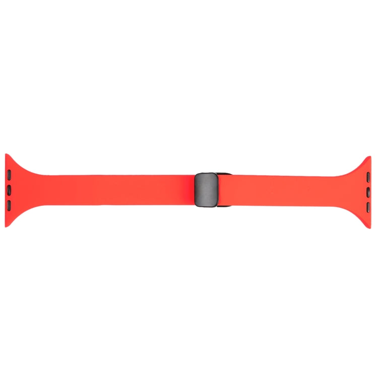 For Apple Watch Ultra 49mm Magnetic Buckle Slim Silicone Watch Band(Red)