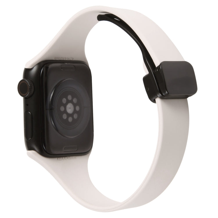 For Apple Watch 7 41mm Magnetic Buckle Slim Silicone Watch Band(Starlight)