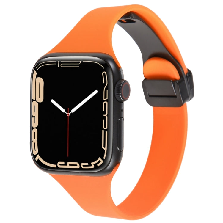 For Apple Watch SE 40mm Magnetic Buckle Slim Silicone Watch Band(Orange)