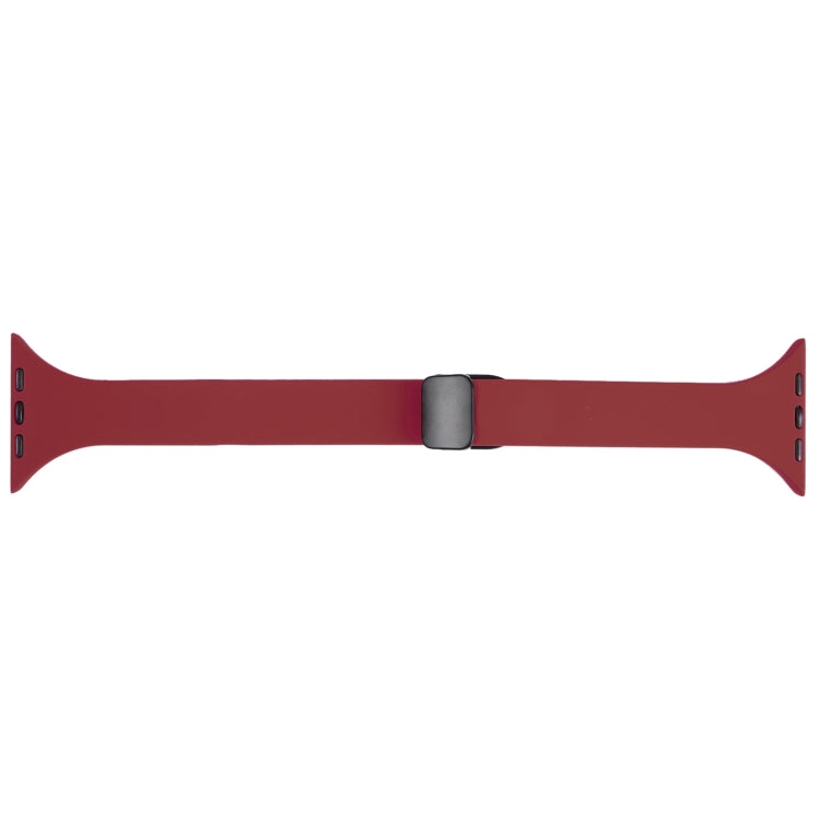 For Apple Watch 3 42mm Magnetic Buckle Slim Silicone Watch Band(Wine Red)