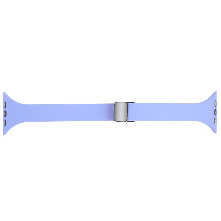 For Apple Watch 3 42mm Magnetic Buckle Slim Silicone Watch Band(Light Purple)
