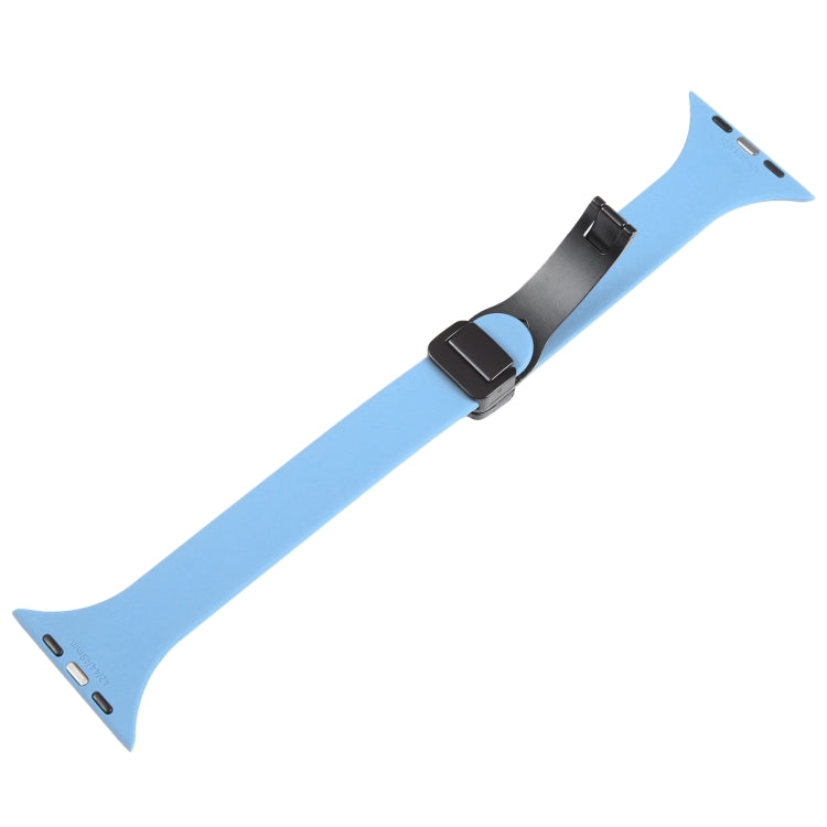 For Apple Watch 2 42mm Magnetic Buckle Slim Silicone Watch Band(Light Blue)