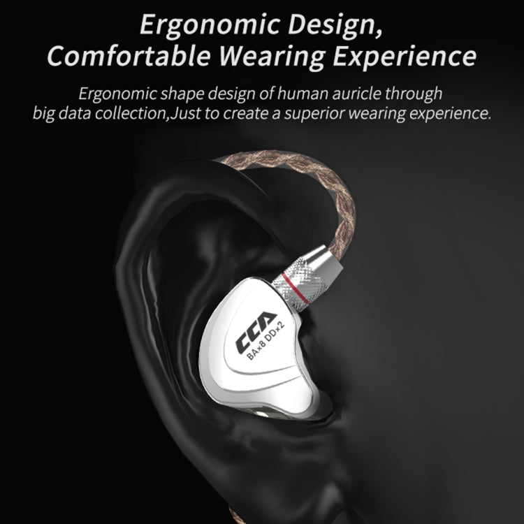 CCA CCA-C10 3.5mm Gold Plated Plug Ten Unit Hybrid Wire-controlled In-ear Earphone, Type:without Mic(Charm Black)