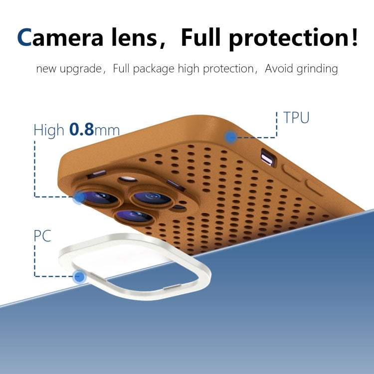 For iPhone 13 Hollow Heat Dissipation TPU Phone Case(Brown)