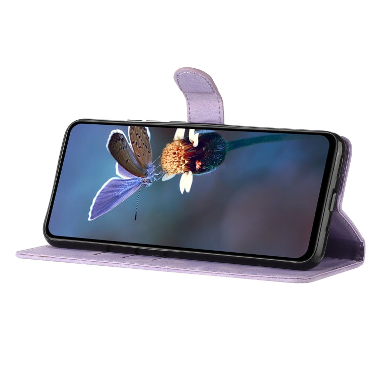 For Xiaomi Redmi Note 12S Flower Butterfly Embossing Pattern Leather Phone Case(Purple)