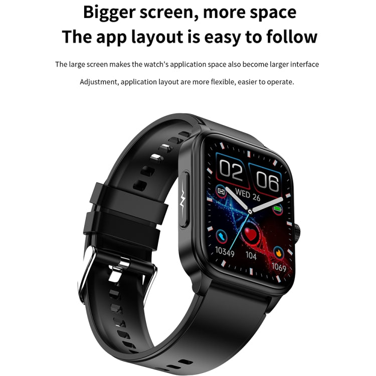 ET540 1.91 inch IP67 Water-resistant Silicone Band Smart Watch, Support ECG / Non-invasive Blood Glucose Measurement(Black)