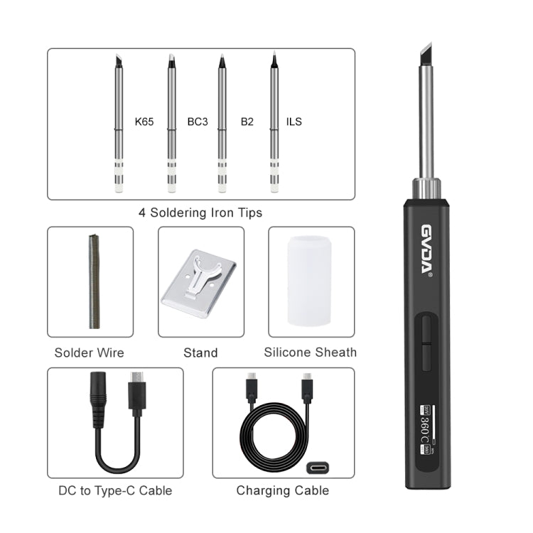 GVDA GD300 Intelligent Internal Heating Digital Display Constant Temperature Maintenance Electric Soldering Iron with 4 Tips - free shipping - PMC Jewellery - Order now!