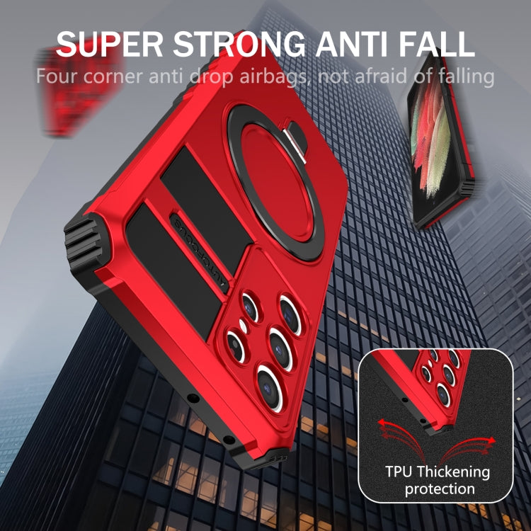 For Samsung Galaxy S21 Ultra 5G MagSafe Magnetic Holder Phone Case(Red)