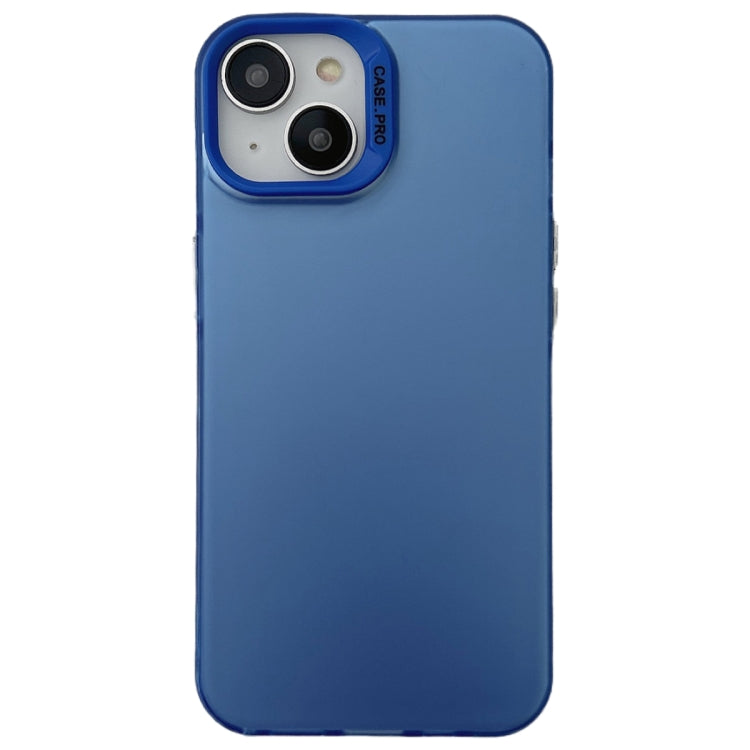 For iPhone 13 Semi Transparent Frosted PC Phone Case(Blue)