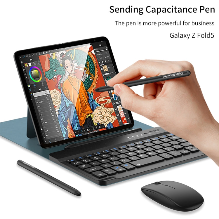 For Samsung Galaxy Z Fold5 GKK Gear Adjustment Bluetooth Keyboard Leather Case with Pen + Keyboard + Mouse + Case(Black)