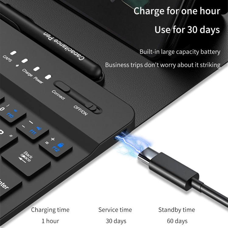 For Samsung Galaxy Z Fold5 GKK Gear Adjustment Bluetooth Keyboard + Pen + Mouse + Case Set(Brown)
