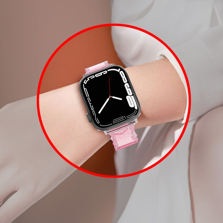 For Apple Watch SE 2022 44mm Diamond Texture Lace Clear TPU Watch Band(Black)