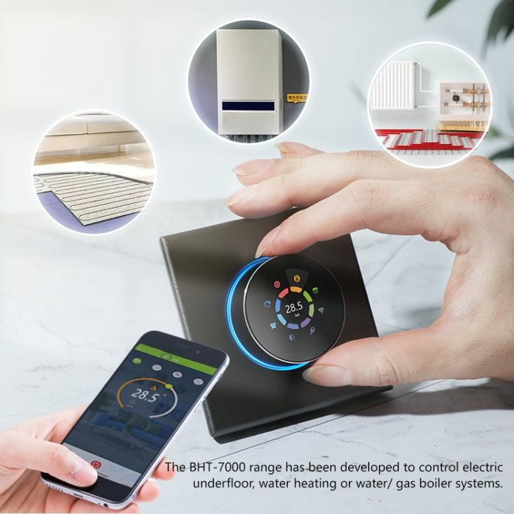 BHT-7000-GCLZB 240V AC 3A Smart Knob Thermostat Dry Junction Controller with Zigbee(Gold) - Thermostat & Thermometer by PMC Jewellery | Online Shopping South Africa | PMC Jewellery
