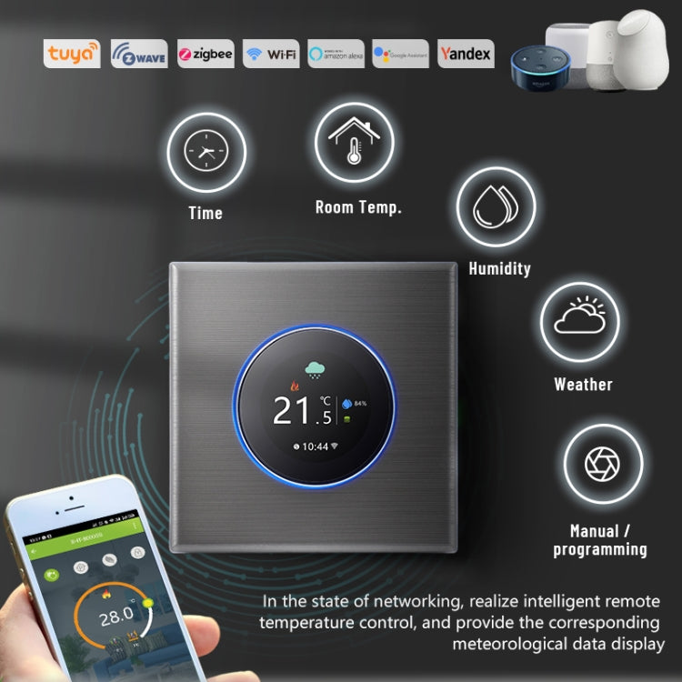 BHT-7000-GCLZB 240V AC 3A Smart Knob Thermostat Dry Junction Controller with Zigbee(Gold) - Thermostat & Thermometer by PMC Jewellery | Online Shopping South Africa | PMC Jewellery