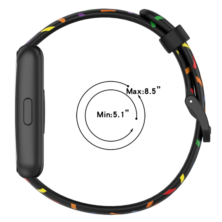 For Huawei Band 7 Sports Rainbow Dots Silicone Watch Band(White)