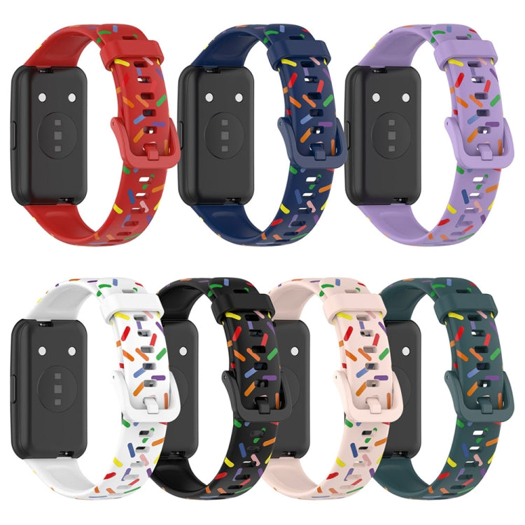 For Huawei Band 7 Sports Rainbow Dots Silicone Watch Band(Light Pink)