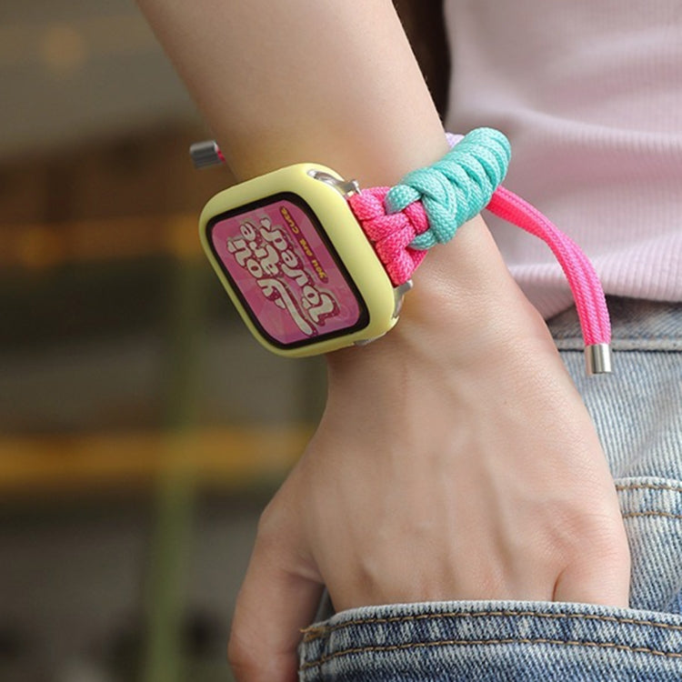 For Apple Watch 8 45mm Twist Knotted Nylon Watch Band(Purple Yellow) - Watch Bands by PMC TechLife | Online Shopping South Africa | PMC TechLife