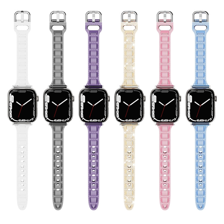 For Apple Watch 42mm Cube Airbag Clear TPU Watch Band(Blue)