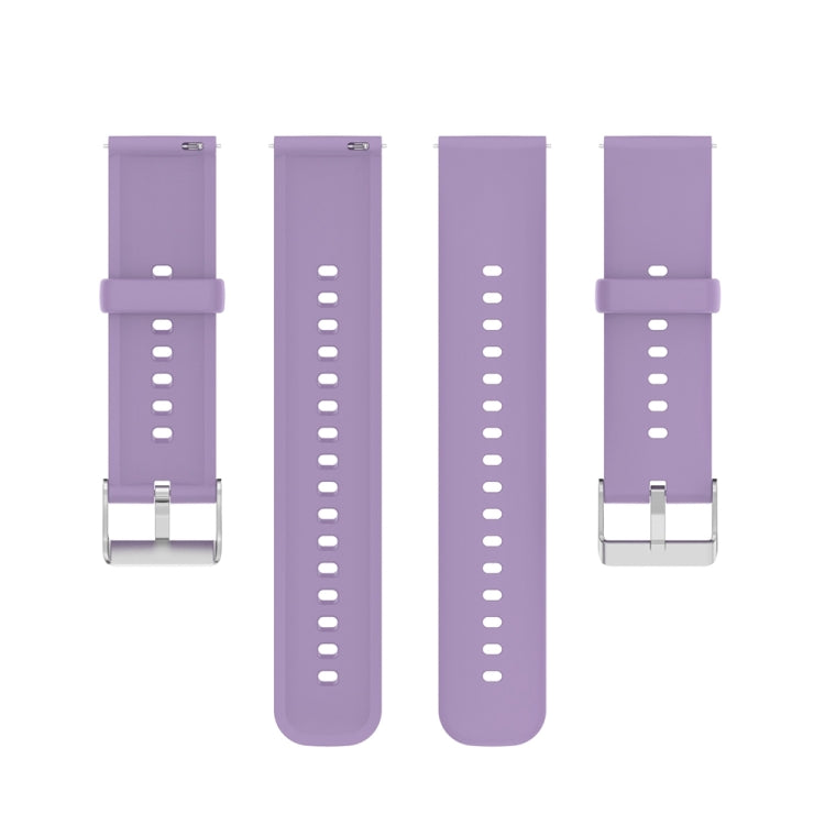 For Huawei Watch 4 / Watch 4 Pro Solid Color Silicone Stainless Steel Silver Buckle Watch Band(Light Purple)
