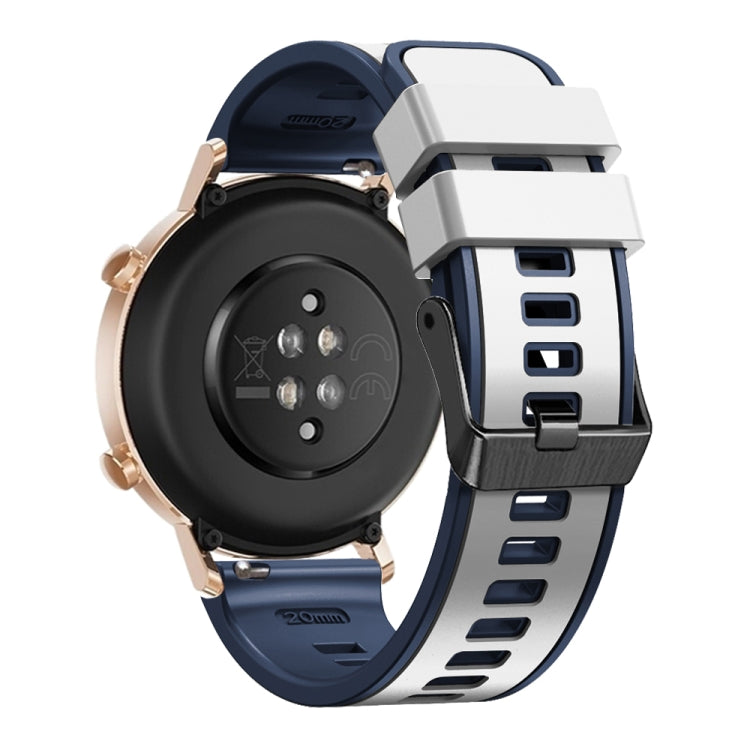Compatible with Garmin Compatible witherunner 265S / 255S / Venu 2S 18mm Weave Two-Color Silicone Watch Band(White Blue)