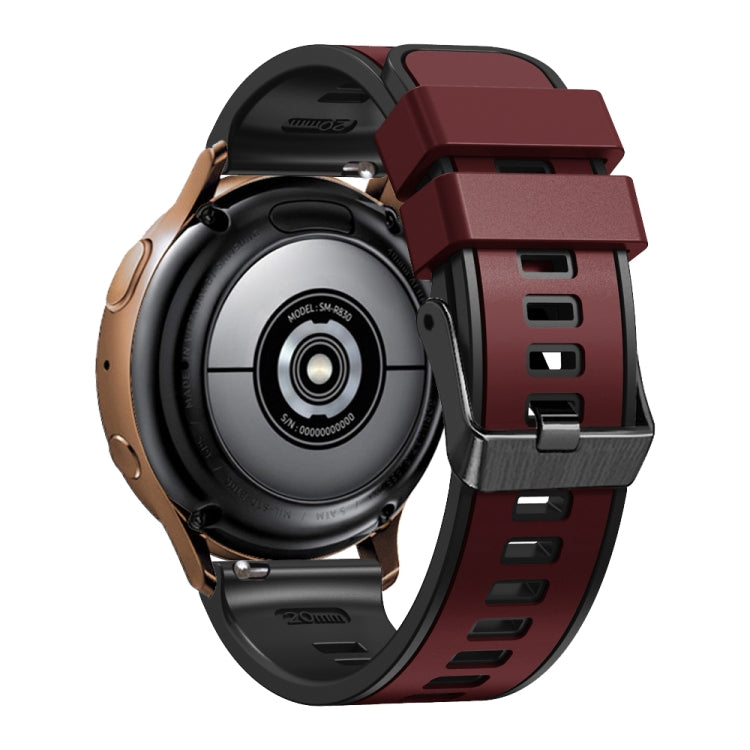 Compatible with Garmin Compatible witherunner 265S / 255S / Venu 2S 18mm Weave Two-Color Silicone Watch Band(Wine Red Black)