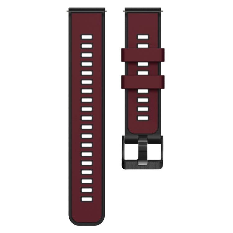Compatible with Garmin Compatible witherunner 265S / 255S / Venu 2S 18mm Weave Two-Color Silicone Watch Band(Wine Red Black)