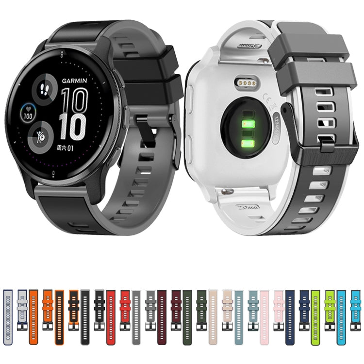 Compatible with Garmin Compatible witherunner 265S / 255S / Venu 2S 18mm Weave Two-Color Silicone Watch Band(White Blue) - free shipping - PMC TechLife - Order now!